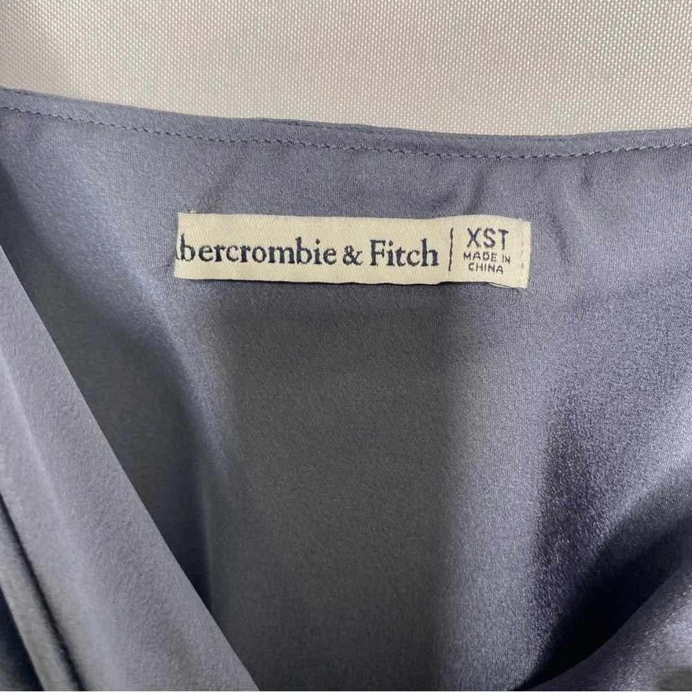 Abercrombie and Fitch Blue Satin Cowl Neck Mini Slip Dress XS Tall - Picture 6 of 7